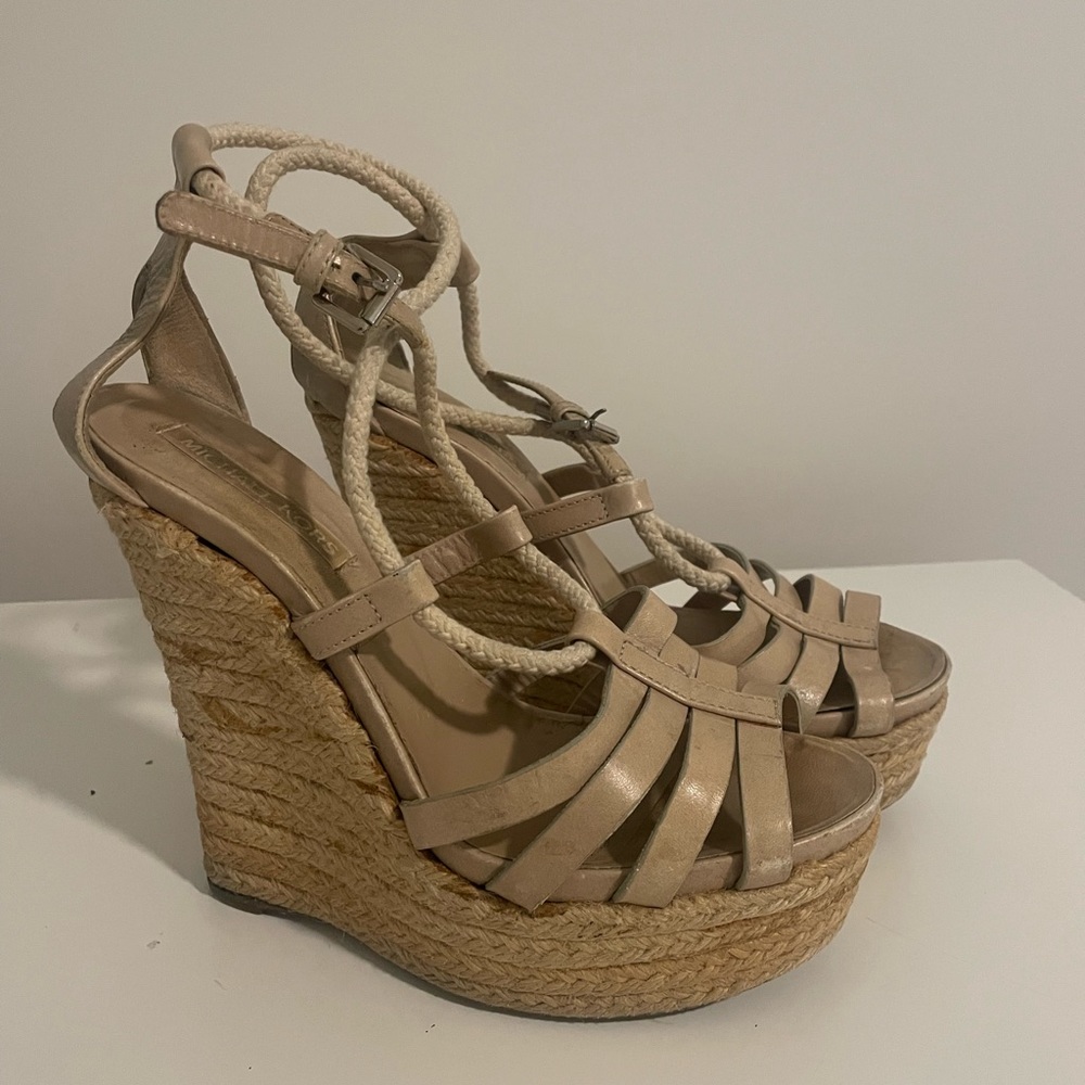 Michael Kors Espadrille Wedge Sandal, Tan, Size 39
